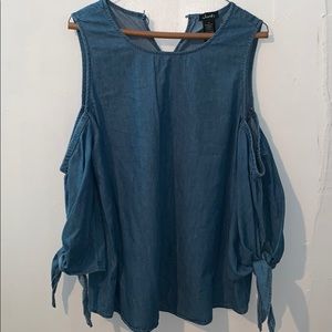 Denim Shoulder Cut Out Top